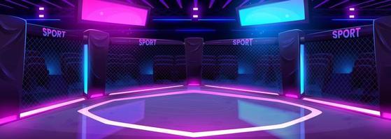 cartone animato boxe squillare illuminato con neon luci vettore