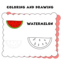 anguria da colorare e disegnare elemento libro. pagina da colorare con anguria. giochi educativi per bambini. vettore. eps 10. vettore