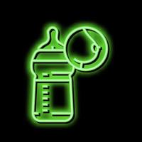 bottiglia alimentazione neon splendore icona illustrazione vettore