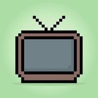 8 po pixel classico televisione nel vettore illustrazione per gioco risorse. Vintage ▾ tv pixel arte.