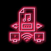 Internet musica scambio neon splendore icona illustrazione vettore