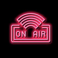 su aria vivere Radio Podcast neon splendore icona illustrazione vettore