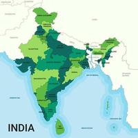India carta geografica con dettaglio nazione nome vettore