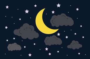 notte cielo Luna stella e nuvole sfondo per sfondo, notte cielo con chiaro di luna e stelle, relax concetto, paesaggio astratto vettore sfondo