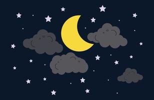 notte cielo Luna stella e nuvole sfondo per sfondo, notte cielo con chiaro di luna e stelle, relax concetto, paesaggio astratto vettore sfondo