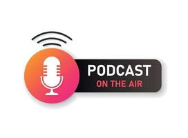 Podcast microfono icona nel piatto stile. Audio colloquio vettore illustrazione su isolato sfondo. studio altoparlante cartello attività commerciale concetto.