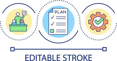 produttività miglioramento Piano ciclo continuo concetto icona. pianificazione compiti, Compiti astratto idea magro linea illustrazione. potenziamento efficacia. isolato schema disegno. modificabile ictus vettore