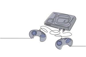 disegno a linea continua di un vecchio lettore di videogiochi arcade classico retrò con cassetta. concetto di elemento di gioco per console vintage una linea grafica disegnare illustrazione vettoriale di design