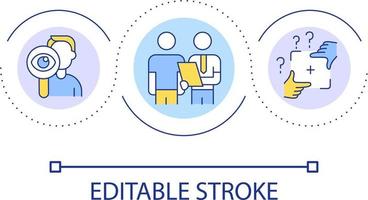 conduzione prestazione recensioni ciclo continuo concetto icona. valutare complessivamente azienda funzionamento astratto idea magro linea illustrazione. consulente. isolato schema disegno. modificabile ictus vettore