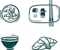 asiatico cibo collezione clip arte. Sushi impostato vettore