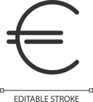 Euro cartello pixel Perfetto lineare ui icona. straniero moneta. finanza e bancario. ricchezza. gui, UX design. schema isolato utente interfaccia elemento per App e ragnatela. modificabile ictus vettore