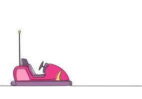 auto elettrica dodgem con disegno a linea continua singola nell'arena del parco divertimenti con un'antenna. giocare all'autoscontro è molto divertente per i bambini. illustrazione di vettore di progettazione grafica di disegno grafico di una linea dinamica.