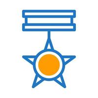 medaglia icona duotone blu arancia stile militare illustrazione vettore esercito elemento e simbolo Perfetto.