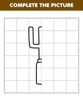 formazione scolastica gioco per bambini completare il immagine di carino cartone animato forchetta metà schema per disegno stampabile attrezzo foglio di lavoro vettore