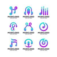 impostato di collezione musica logo. moderno concetto, moderno, pendenza, musica, suono registrazione studio design vettore