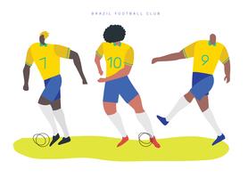 Illustrazione piana di vettore di caratteri brasiliani di calcio