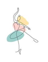 una singola linea di disegno sexy donna ballerina illustrazione vettoriale. minimalista grazioso ballerino mostra il concetto di movimento di danza. stampa di moda poster decorazione della parete. moderno disegno grafico a linea continua vettore