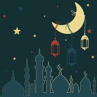 delineato vettore illustrazione di un Arabo lanterna ornamento. adatto per il design elemento di il Ramadan karim saluto modello. Ramadan karim tema sfondo modello. striscione, aviatore