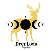 Luna rotazione logo vettore design illustrazione, cervo loghi concetto