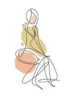 una singola linea di disegno di bellezza minimalista corpo astratto donna viso ritratto illustrazione vettoriale. stampa per moda, t-shirt, logo, concetto di logo del salone. moderno disegno grafico a linea continua vettore