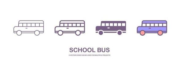 quattro diverso stili di scuola autobus vettore icone quello può essere Usato per molti progetti, piace ragnatela disegno, App eccetera. quale è isolato su un' bianca sfondo.