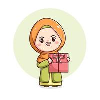 carino hijab ragazza Tenere regalo vettore