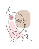 singola linea continua disegno bellissimo ritratto estetico donna viso astratto. modello abbastanza sexy silhouette femminile concetto di stile minimalista. illustrazione grafica vettoriale di design di una linea di tendenza alla moda