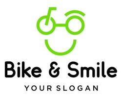 Sorridi icona e bicicletta sport logo design. vettore