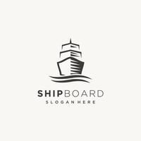 davanti nave barca carico esportare importare incrociatore minimalista logo design icona modello vettore