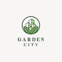 urbano giardino, città azienda agricola logo design lineare stile vettore illustrazione