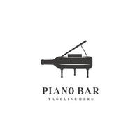 pianoforte vino musica bar concetto logo design vettore cartello illustrazione modello