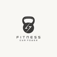 Palestra fitness bollitore campana e tuono energia bodybuilding club logo design icona vettore