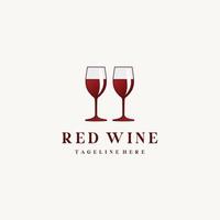 rosso vino Due bicchiere logo design icona vettore