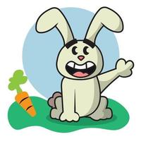 isolato colorato contento coniglio tradizionale cartone animato personaggio vettore illustrazione