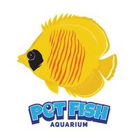 giallo sale acqua pesce vettore illustrazione, Perfetto per animale domestico pesce acquario logo design