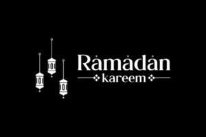 Ramadan logo concetto vettore. Ramadan saluto carta, con Ramadan kareem iscrizione e lampadario su nero sfondo vettore