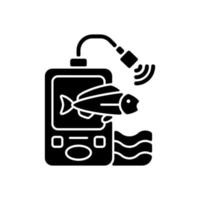 icona del glifo con cercatore di pesce nero vettore