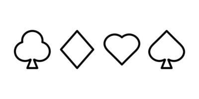 ponte di carta simboli. club, diamanti, cuori, picche. giocando carte icone nel linea stile design isolato su bianca sfondo. modificabile ictus. vettore
