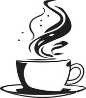minimalista nero e bianca tazza di tè o caffè con vapore vettore