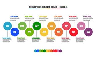 infographics intero anno timeline modello colorato design con tutti i mesi per il concetto di business. vettore