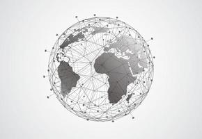 connessione di rete globale. punto della mappa del mondo e concetto di composizione della linea del business globale. illustrazione vettoriale