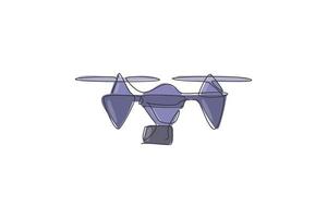 disegno a linea continua di un aereo drone volante, aereo senza pilota. concetto di veicolo di trasporto aereo. illustrazione vettoriale di design grafico di una linea alla moda di disegno