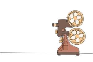 disegno a linea continua di un vecchio lettore video classico retrò. proiettore cinematografico analogico vintage elemento concetto una linea disegnare disegno vettoriale illustrazione grafica