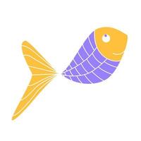 scarabocchio pesce fantasia colorato carattere. astratto mano disegnato marino silhouette. colorato fantasia ingenuo infantile bambino vivaio scandinavo mascotte. vettore illustrazione.