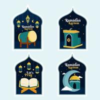 islamico Ramadan kareem etichetta distintivo nel piatto illustrazione vettore