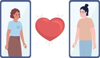 persone scoperta amore su incontri App piatto concetto vettore individuare illustrazione