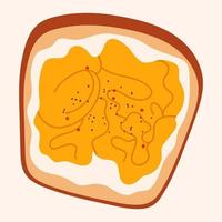 delizioso Sandwich con strapazzate uovo e spezie mano disegnato illustrazione su bianca