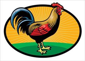 pollo Gallo Vintage ▾ illustrazione ranch azienda agricola vettore