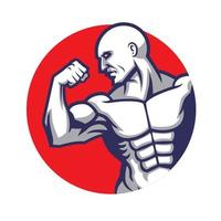 muscolo uomo posa sport Palestra logo stile vettore