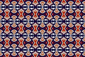 ikat etnico senza soluzione di continuità modello decorazione design. azteco tessuto tappeto boho mandala tessile sfondo. tribale nativo motivo ornamenti africano americano popolare tradizionale ricamo vettore sfondo